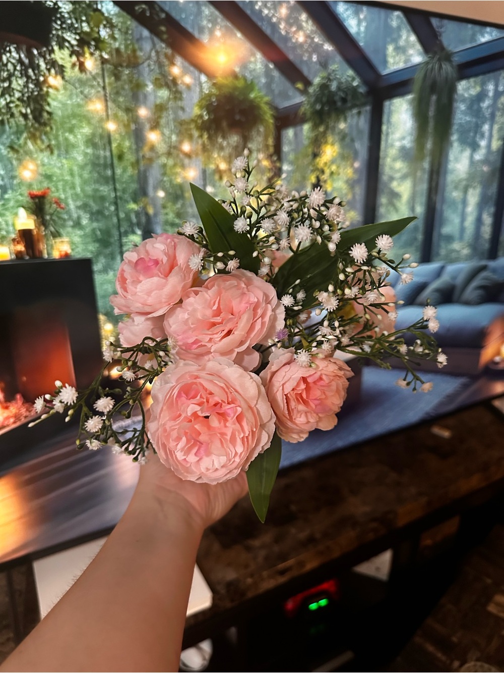 Pink Rose and Baby's Breath Bouquet